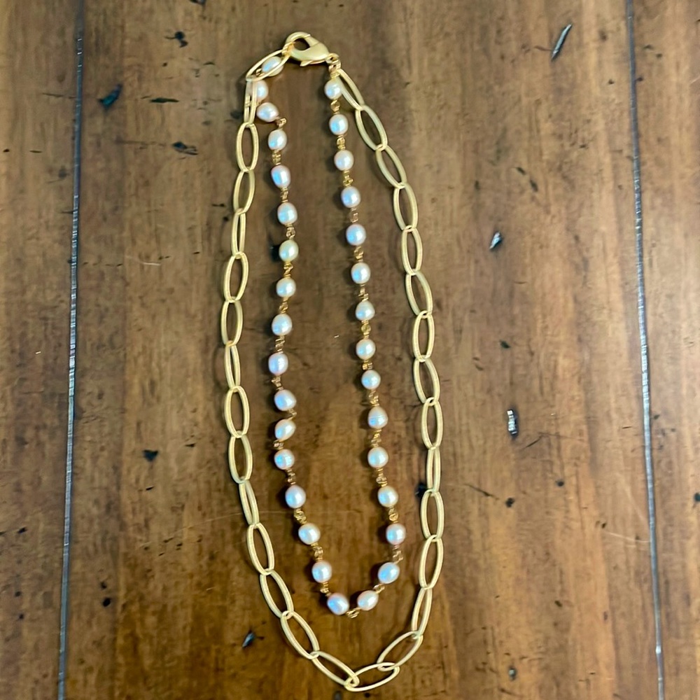 Goldie Lew Double Strand Pearl and Chain Necklace